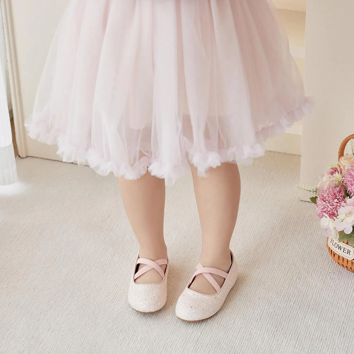Детские туфли для девочек с принтом Little Flower Otter MOMO, Light Pink — фото 3