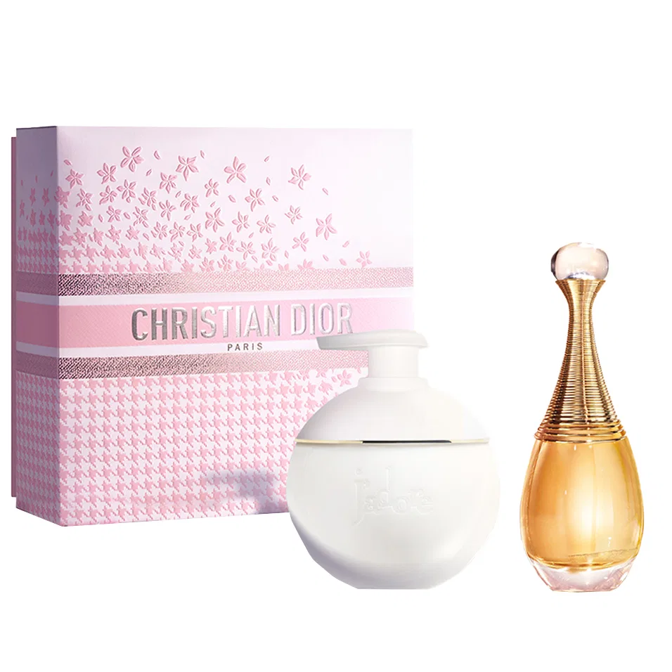 Женский набор парфюма и лосьона для тела DIOR Realme Intense, 50 мл + 200 мл, Floral Houndstooth Box Limited Edition, DIOR, Black