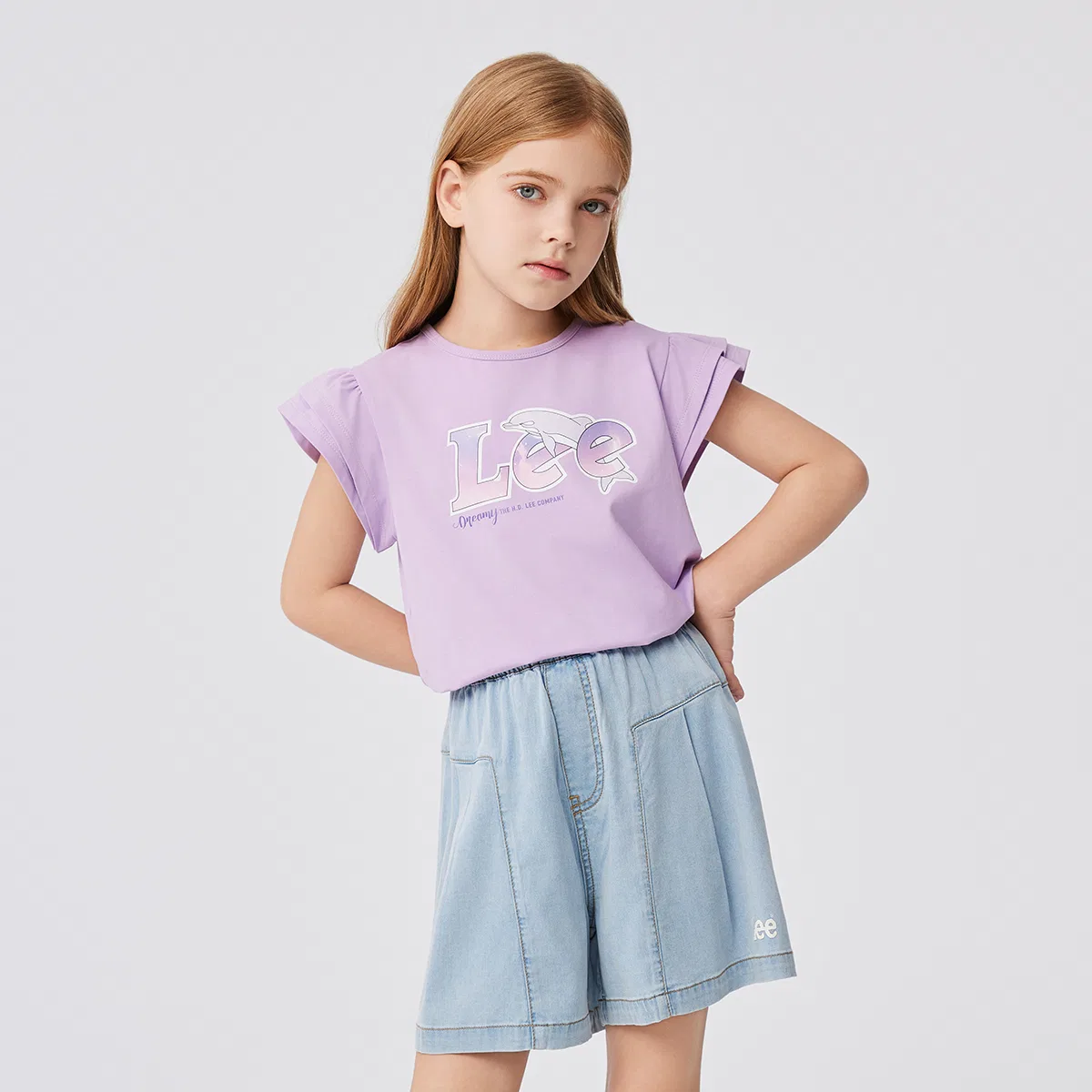 Детская футболка с круглым вырезом Lee, Light Purple — фото 4