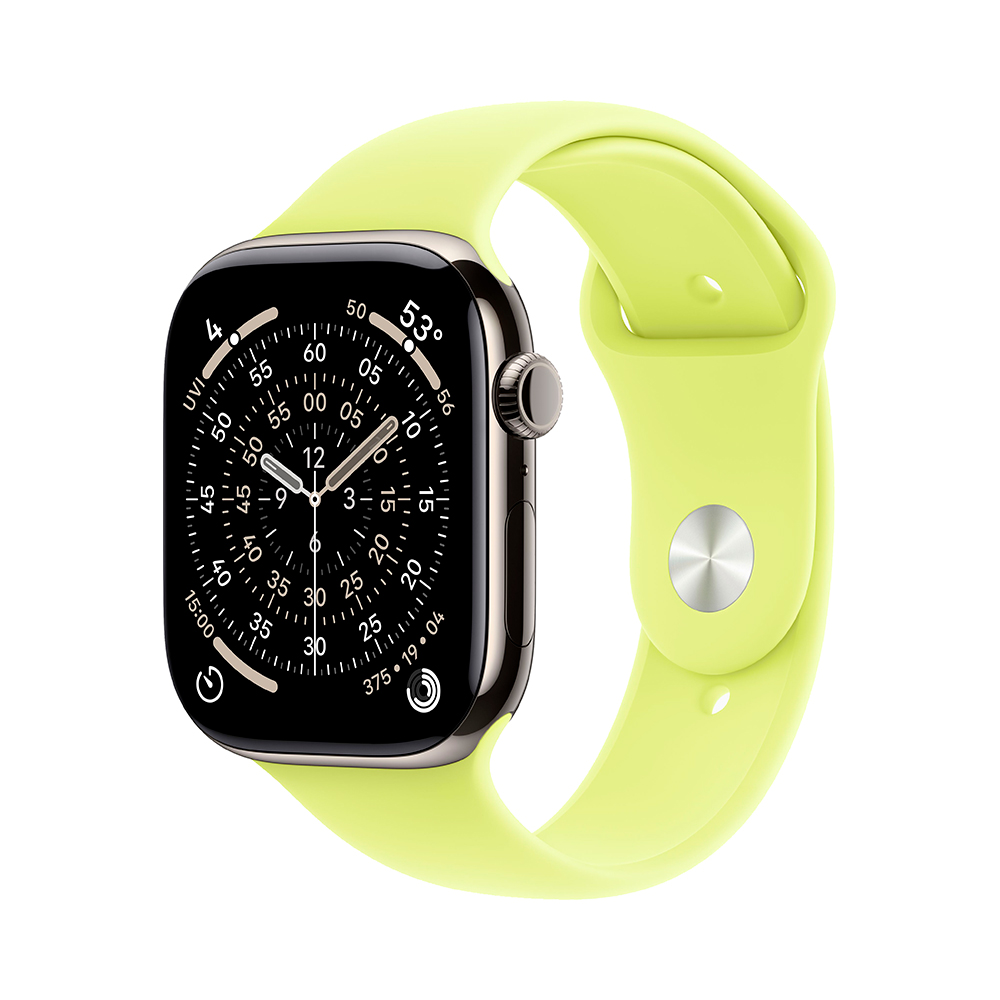 

Умные часы Apple Watch Series 11 (GPS+Cellular), 46 мм, Natural Titanium Case/Neon Yellow Sport Band - S/M, Титановый, Умные часы Apple Watch Series 11 (GPS+Cellular), 46 мм, Natural Titanium Case/Neon Yellow Sport Band - S/M