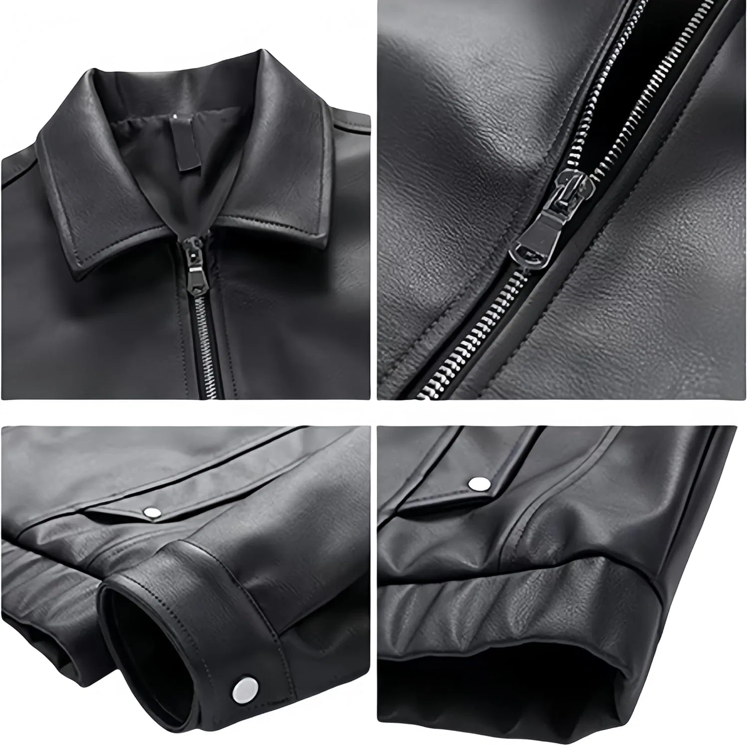 Мужская куртка-косуха из экокожи с принтом, Bomber Jackets, чёрный — фото 2