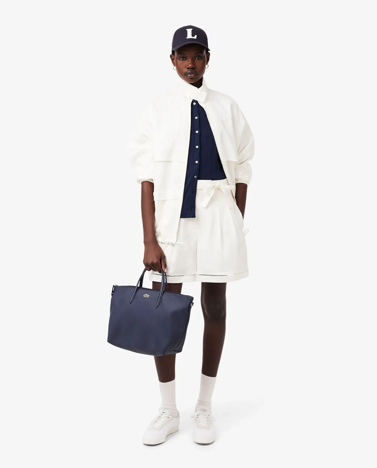 Женский кардиган Lacoste, Azul Marino, ажурная вязка — фото 4