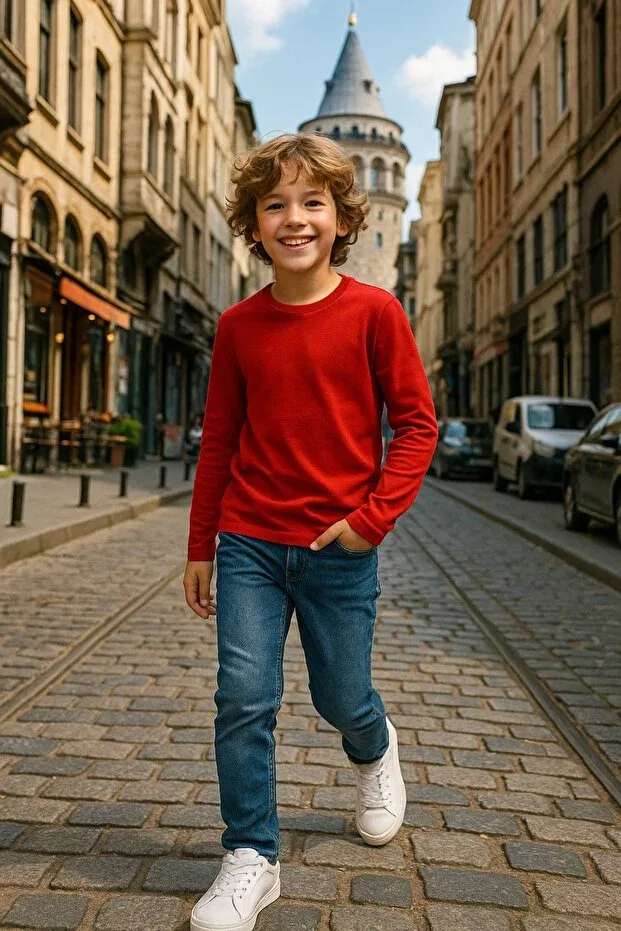 Детская футболка с длинным рукавом хлопковая Cloise, Red