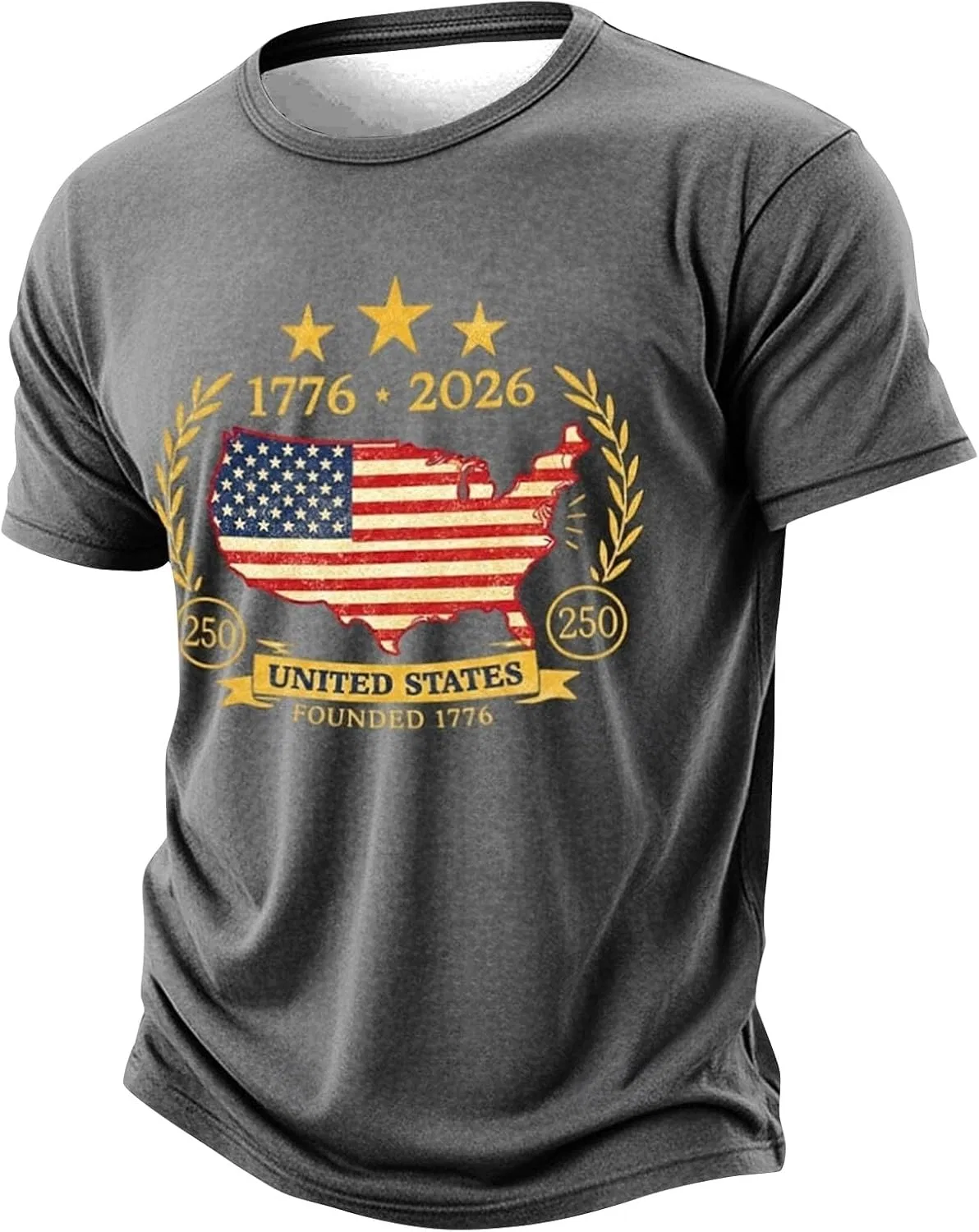 Мужская футболка с американским флагом 250th Anniversary, B-grey