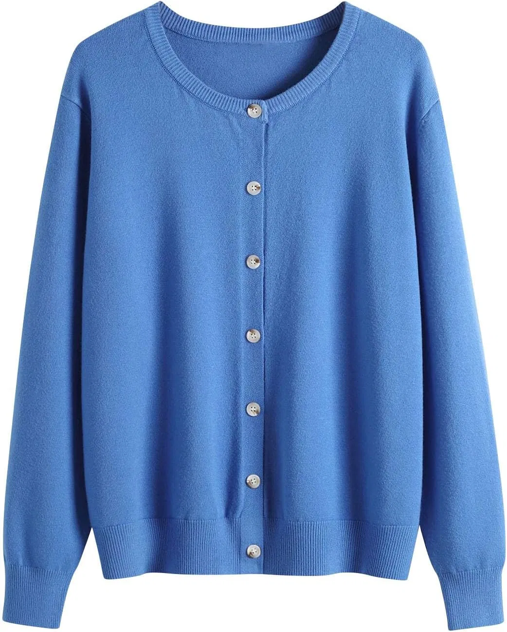 Женский кардиган с длинным рукавом, модель Crew Neck Open Front Button Down Knit, синий