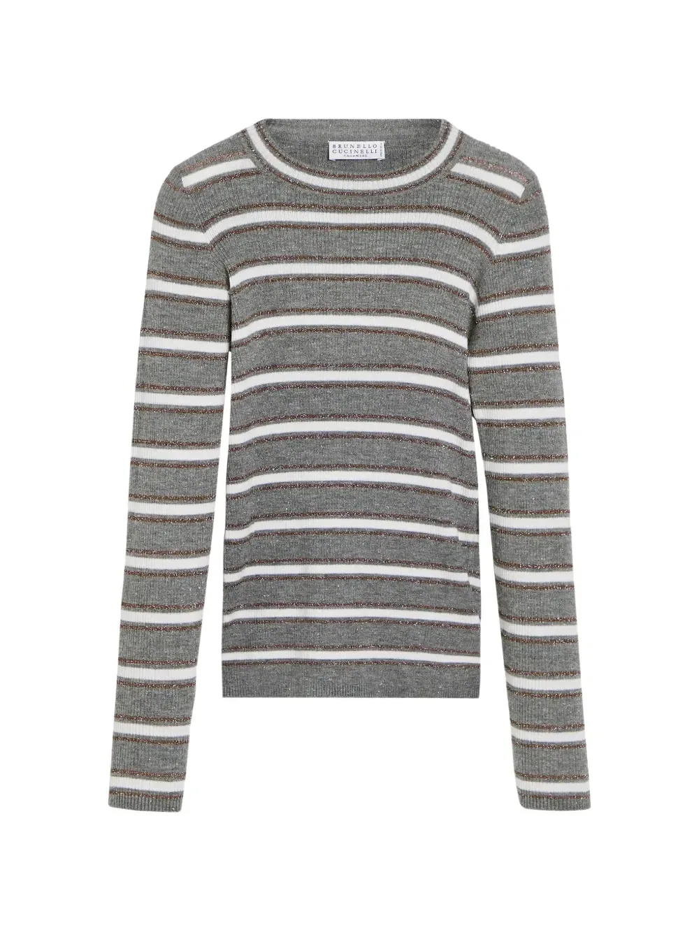 Легкий кашемировый свитер в рубчик Brunello Cucinelli Kids, серый
