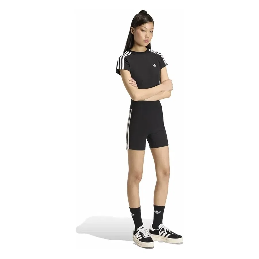 Футболка женская с V-образным вырезом Sst Baby Tee adidas, Черный — фото 4