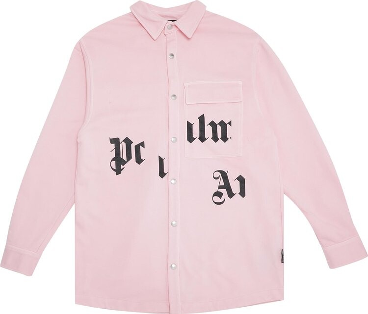 

Рубашка Palm Angels Broken Logo Button Down Shirt 'Pink/Black', розовый