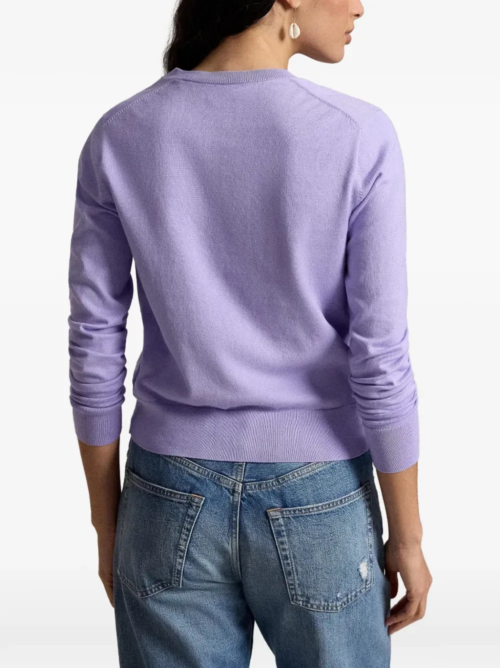 Кардиган с вышитым логотипом Polo Ralph Lauren, фиолетовый — фото 4