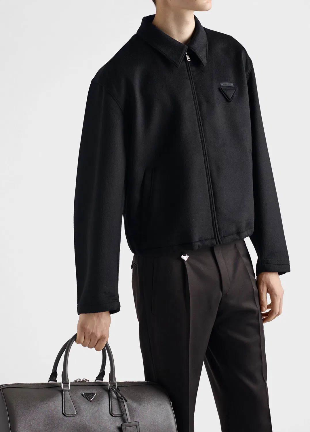 Пальто мужское шерстяное с кашемиром Prada, black — фото 3