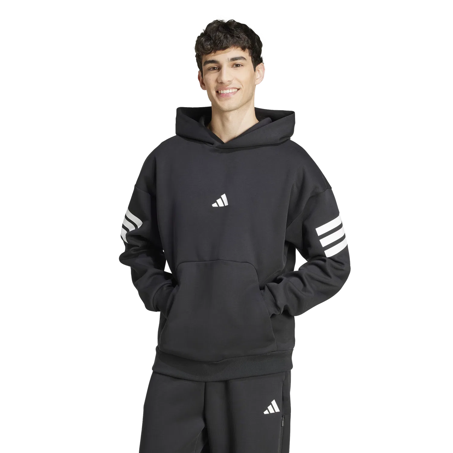 Мужская спортивная худи с капюшоном Adidas, черный — фото 2