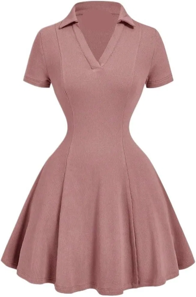 Женское повседневное платье миди с асимметричным вырезом, Dusty Pink