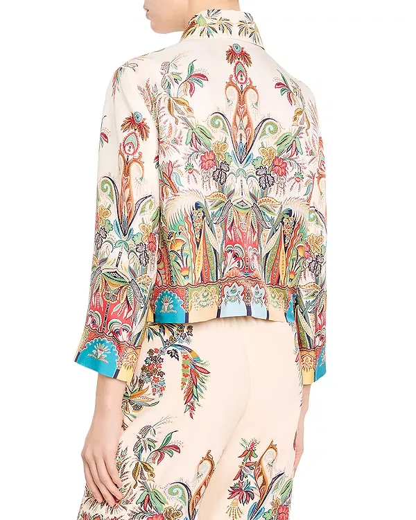 Женская куртка с принтом Printed Cropped Jacket Etro, Printed White — фото 3