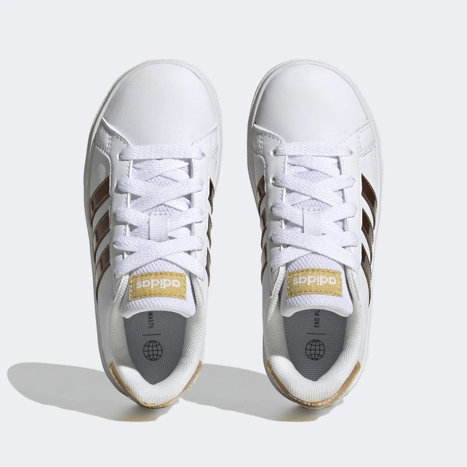 Детские кроссовки с принтом Grand Court Sustainable Lace Adidas, Weiss Gold — фото 3