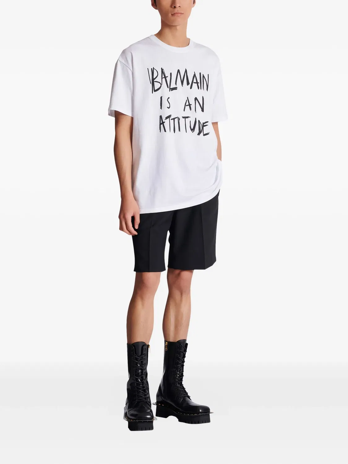 Футболка с принтом, белая Balmain, белый — фото 2