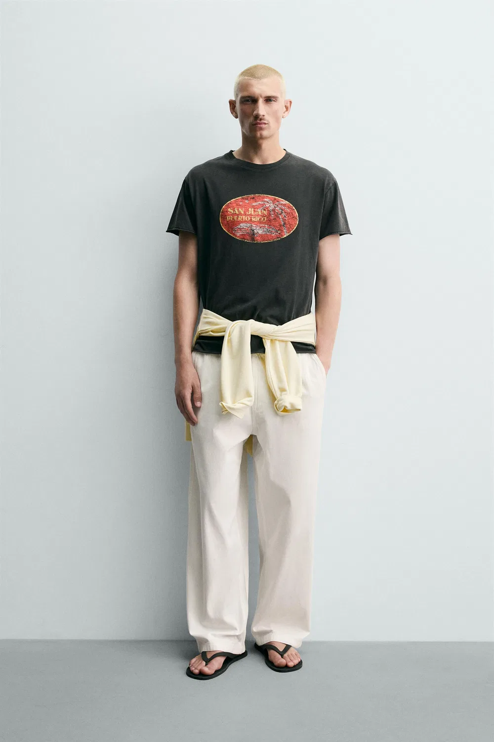 Свободные брюки в елочку ZARA, White
