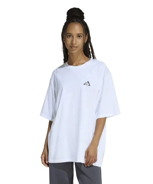 Женская футболка оверсайз с принтом Soft Side Adidas, Белый