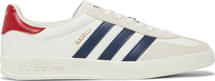 Кроссовки Adidas x Gucci Gazelle, белый/темно-синий/красный - фото