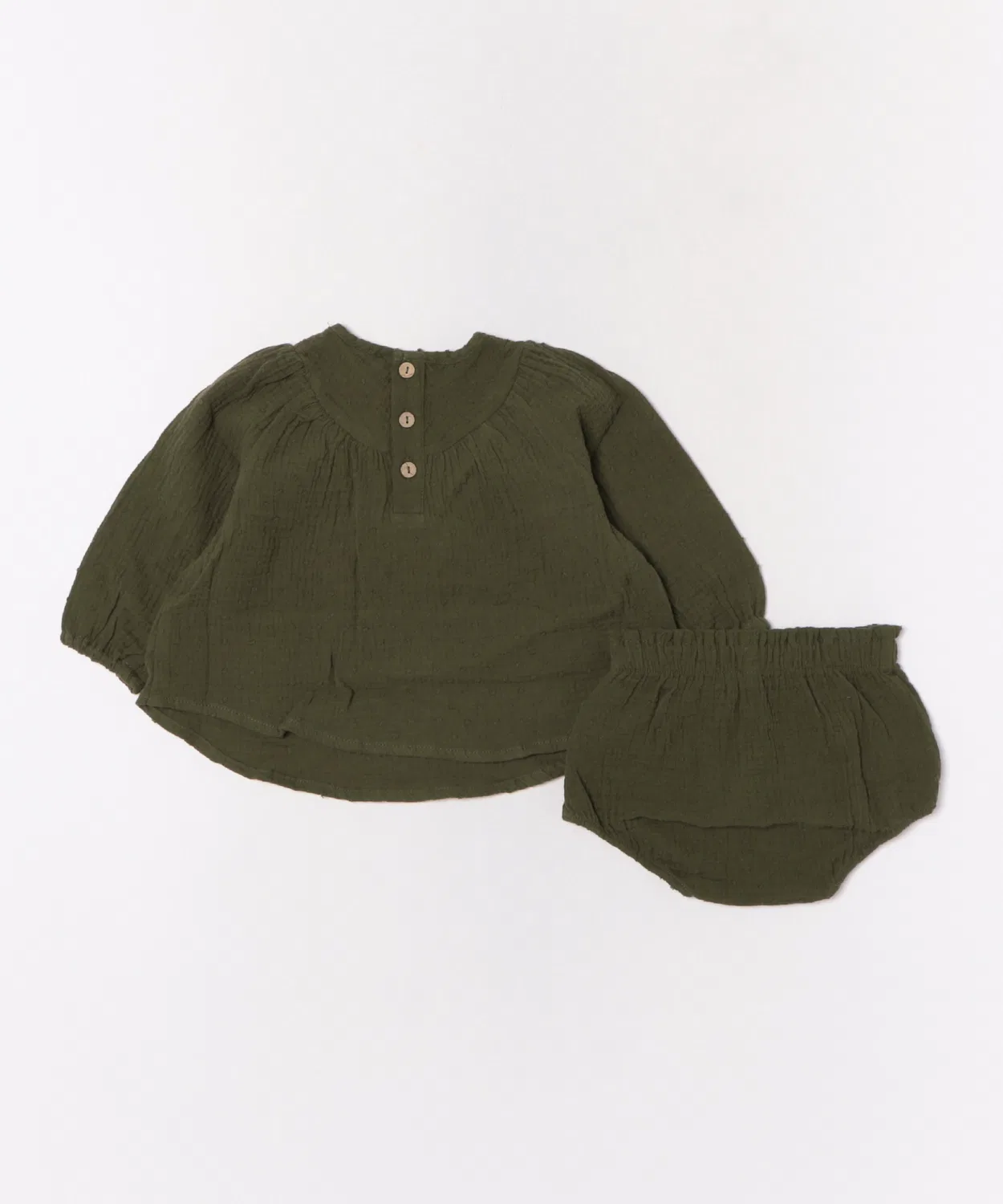 Детский комплект блузки и шорт для девочек с принтом Eloise Set Army Rylee + Cru, Khaki — фото 2