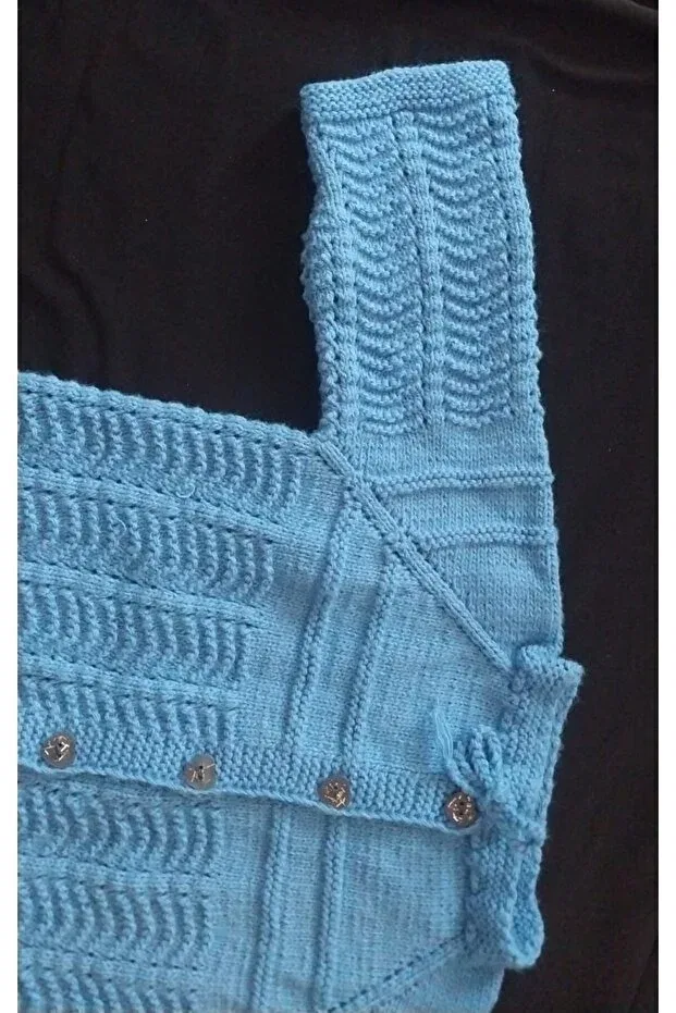 Детский кардиган для новорожденных вязаный Handmade blue baby cardigan Minevoo, Blue — фото 3