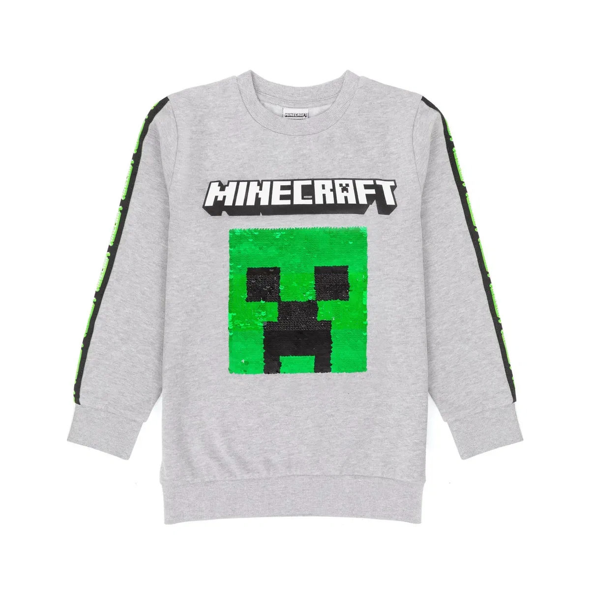 Детский свитшот с принтом Creeper & TNT Minecraft, Grey