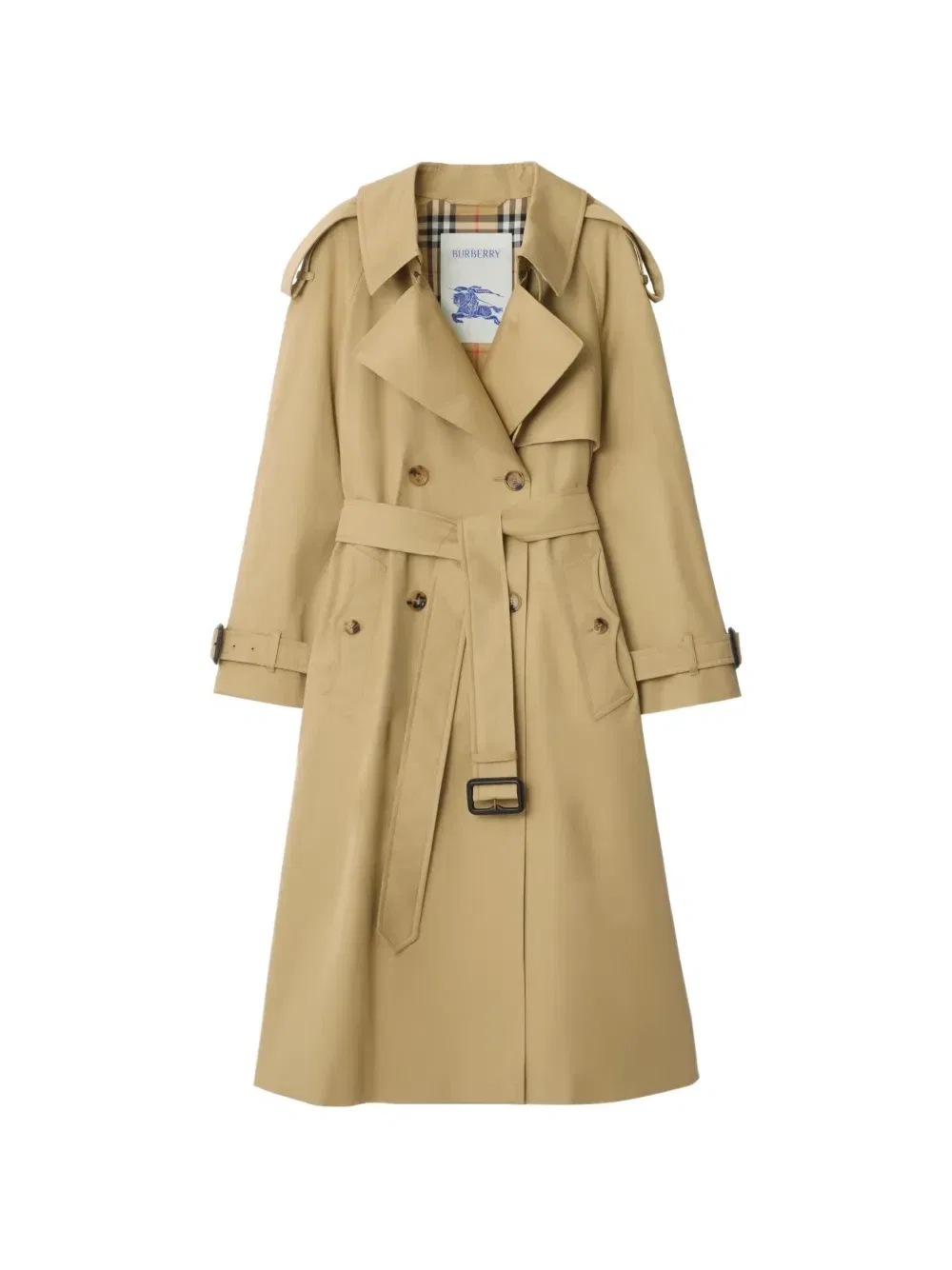 Длинное габардиновое пальто Fitzrovia BURBERRY, бежевый