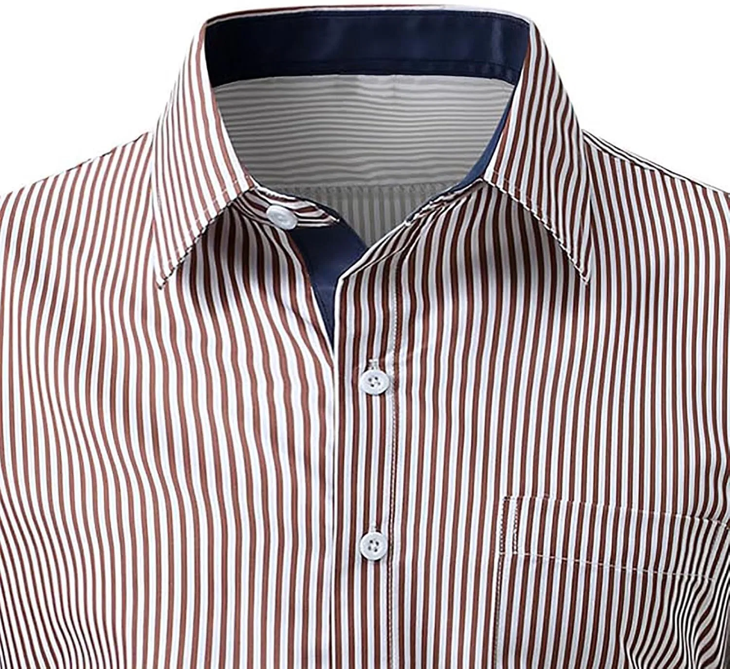 Мужская рубашка с длинным рукавом, модель Striped Dress, хаки — фото 4