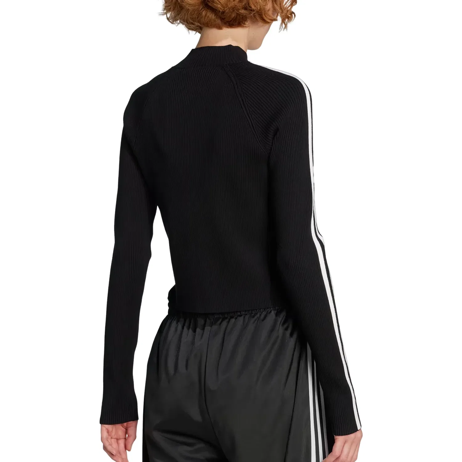 Женская куртка Adicolor 3-Stripes Slim Knit Track Top Asia Sizing 'Black' adidas, черный — фото 2