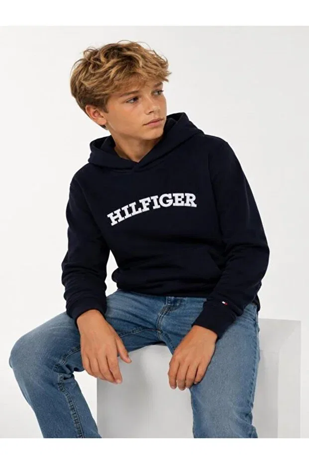 Детское худи для девочек хлопковое Tommy Hilfiger, Navy Blue — фото 2