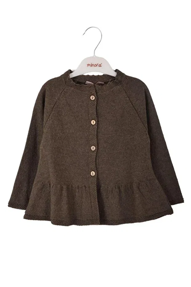 Детский вязаное кардиган для девочек с запахом Minora, Brown