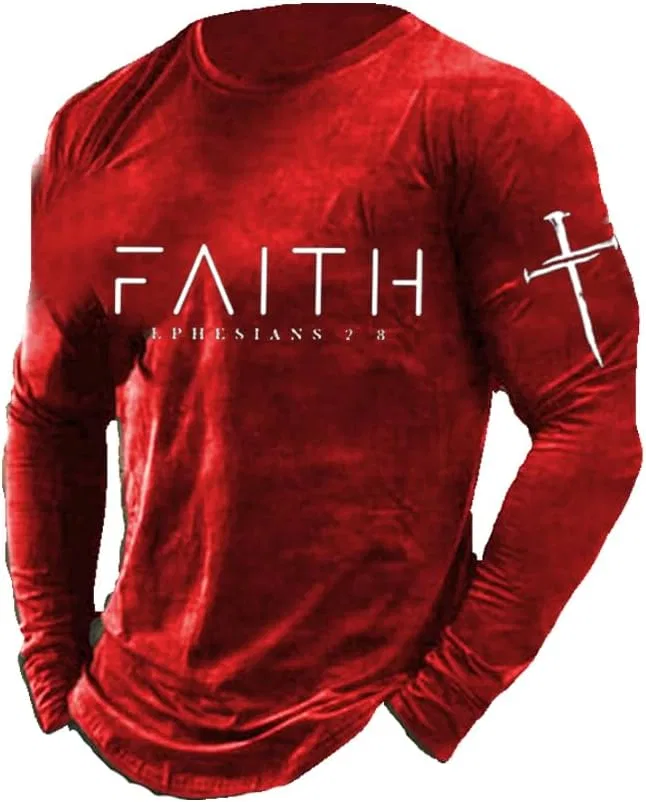 Мужская футболка с принтом Faith Ephesians 2:8, Red