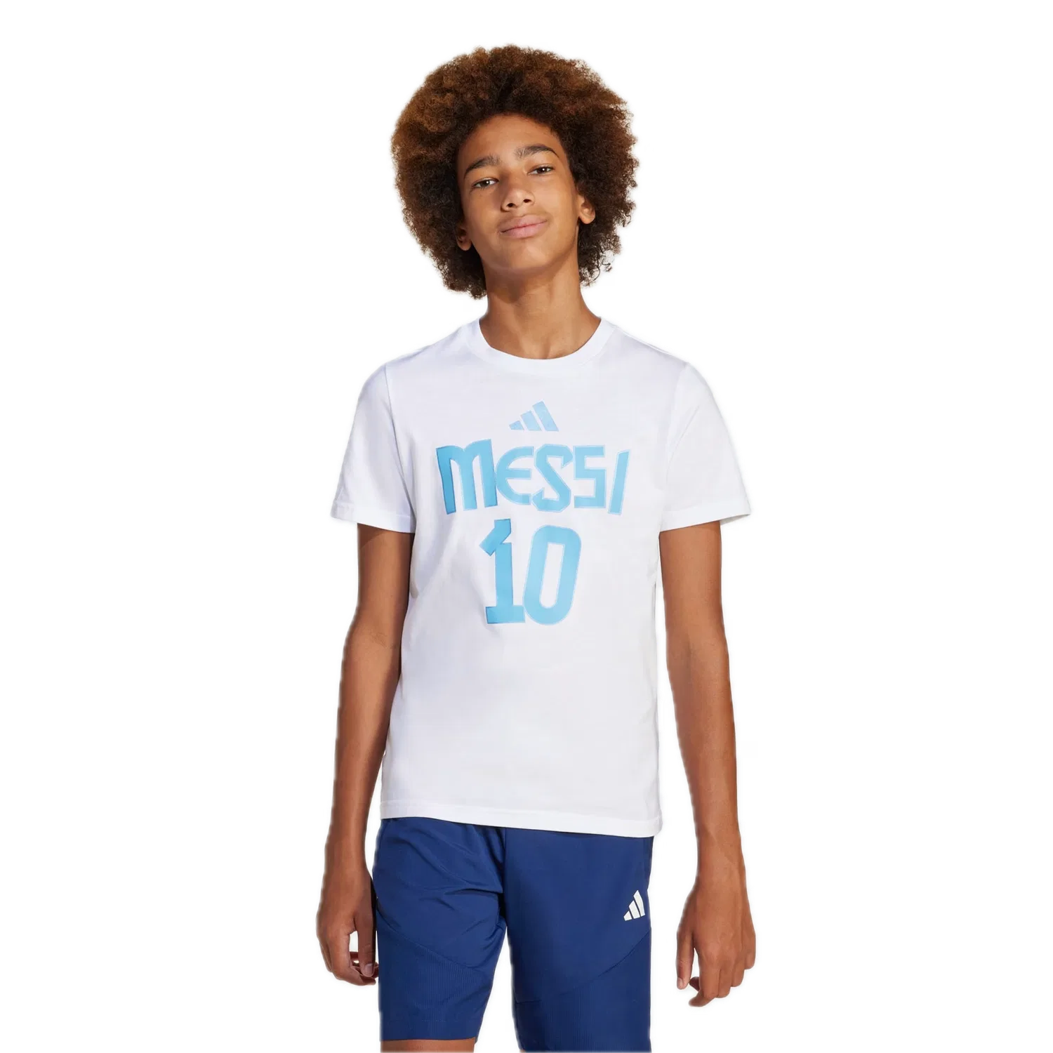 Детская футболка с принтом Messi Name and Number Adidas, белый — фото 2