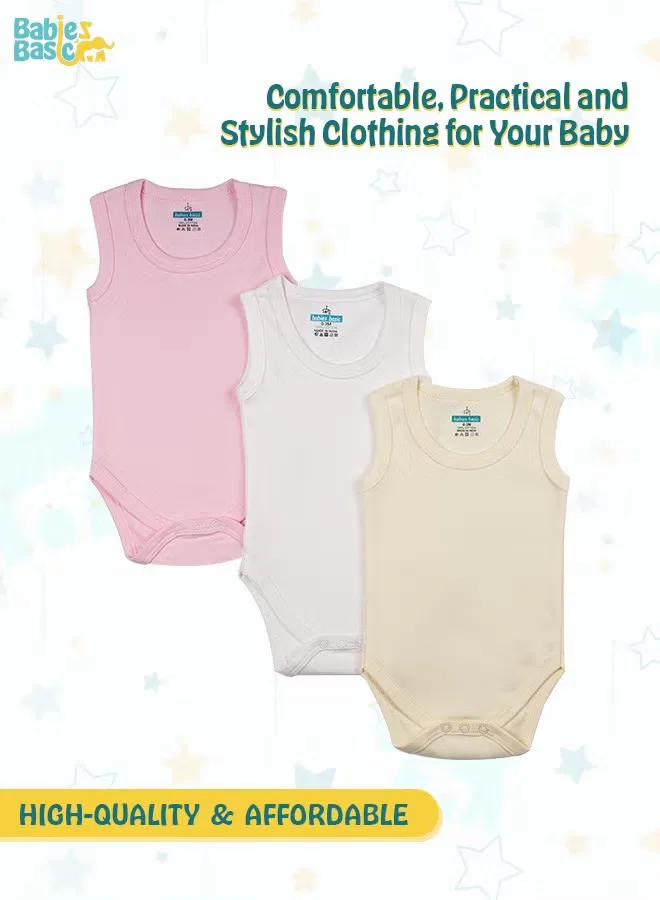 Боди-комбинезон без рукавов комплект из 3 Babies Basic, розовый — фото 2