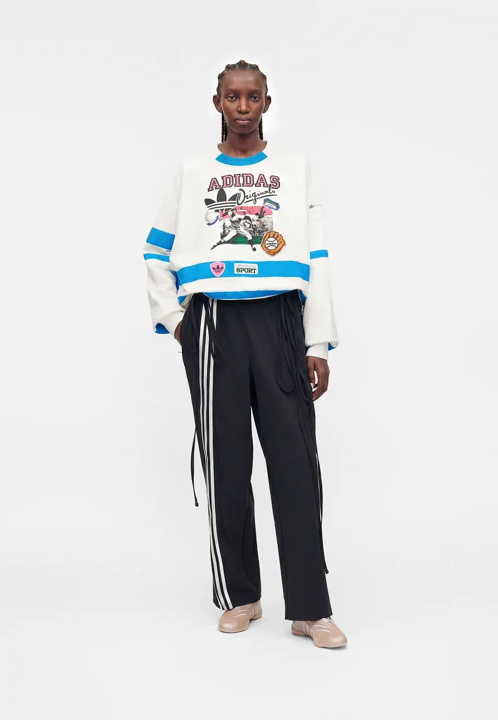 Бейсбольная толстовка Adidas Originals, White/Bright Blue — фото 2