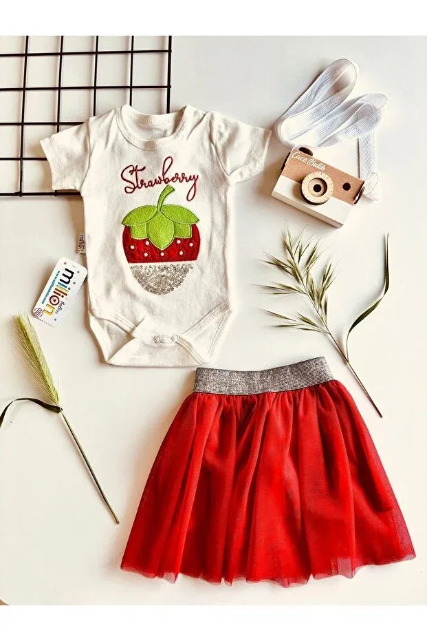 Детский комплект с принтом Strawberry Printed Tutu Skirt Set Cacobutik, Red