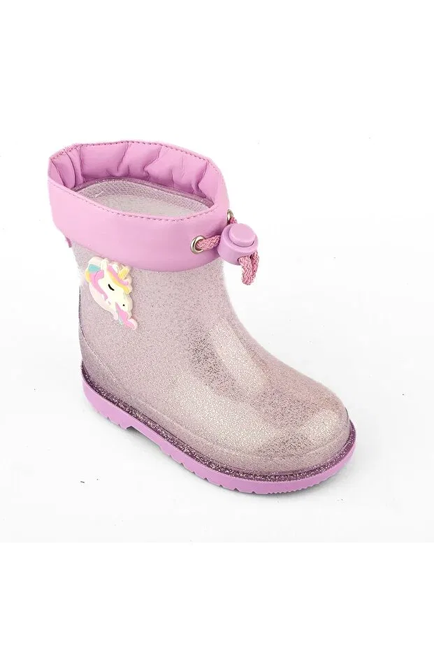 Детские ботинки для девочек водонепроницаемые Rain boots bimbi unicornio glitter w10339 Igor, Malva/Mauve — фото 3