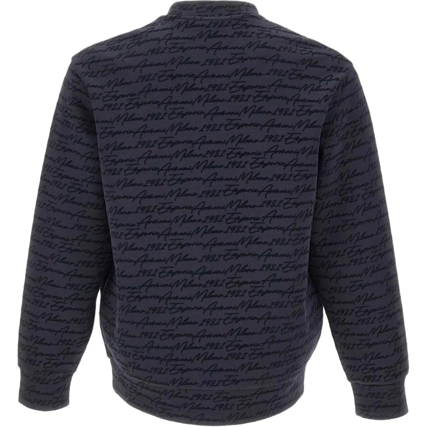 Мужской свитшот с принтом Emporio Armani All-Over Flocked Logo Jersey, Dark Blue — фото 3