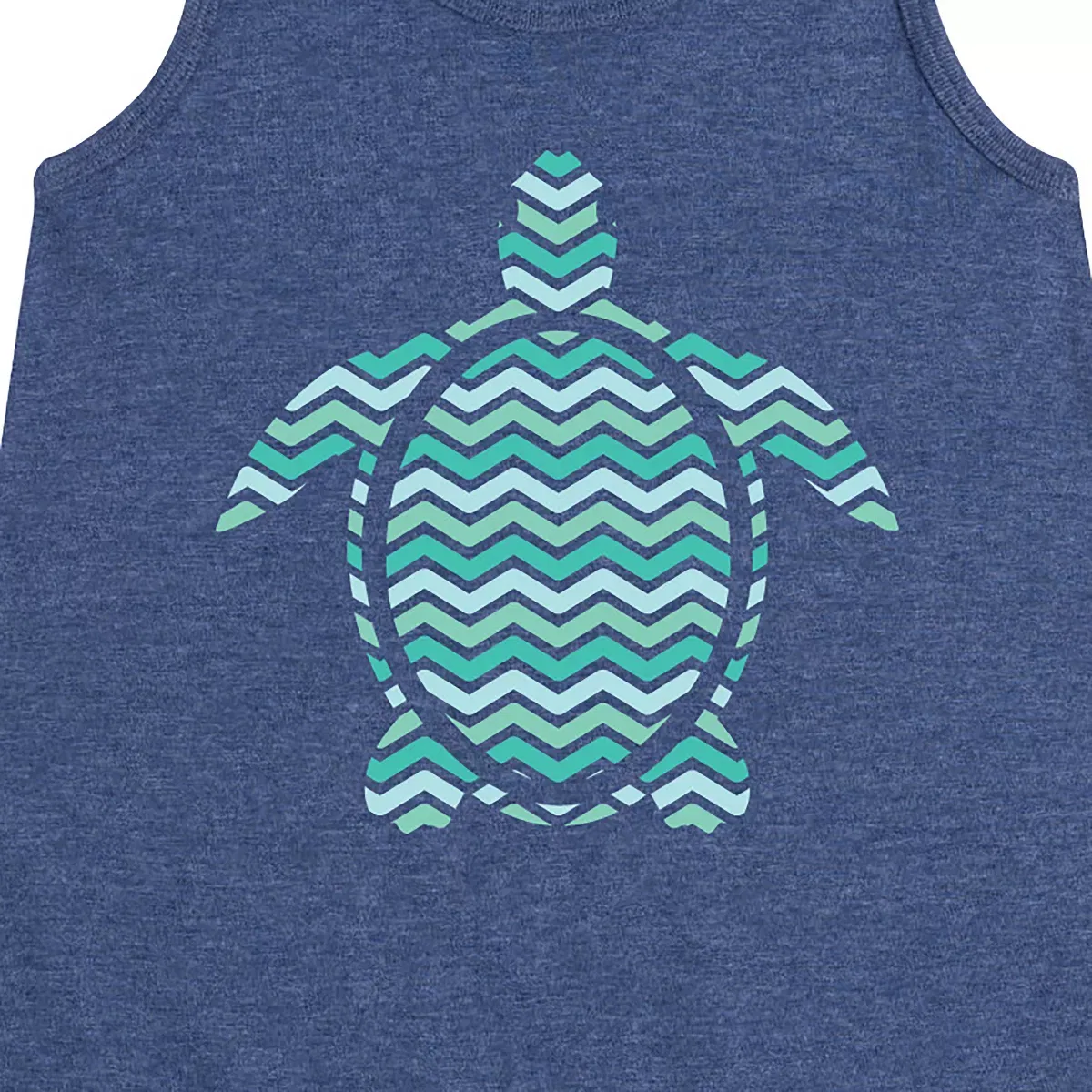 Детское платье-трапеция без рукавов с принтом Striped Turtle Instant Message, Heather Navy — фото 2