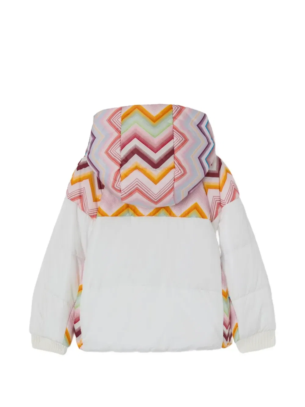 Стеганое пальто с принтом зигзаг Missoni Kids, белый — фото 2