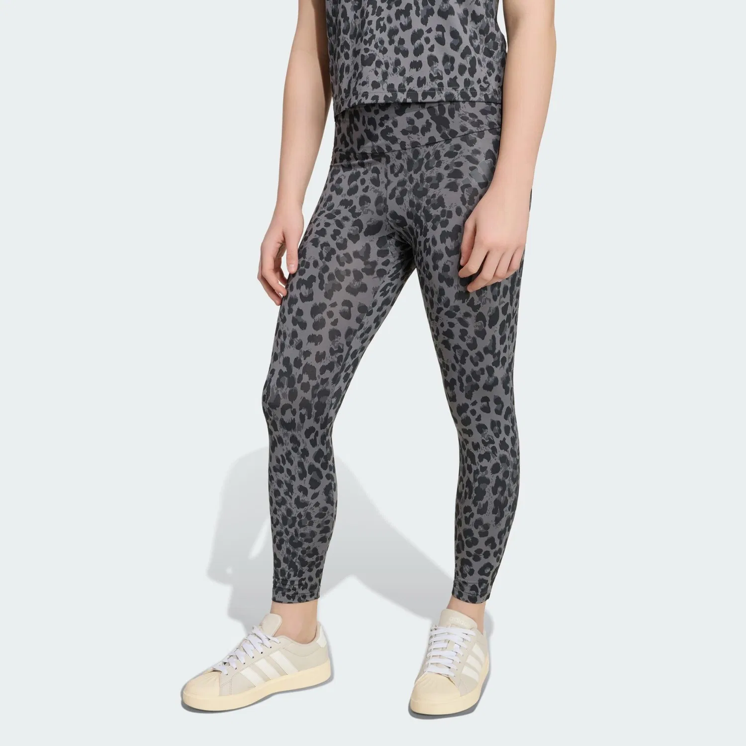Детские леггинсы с принтом Animalprint Adidas, Mondgrau Dunkelgrau Schwarz — фото 2