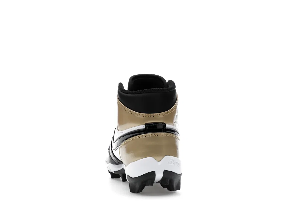 Детские бутсы с шипами Jordan 1 Mid Cleat Patent Gold Toe Jordan, Metallic Gold/White/Black — фото 4