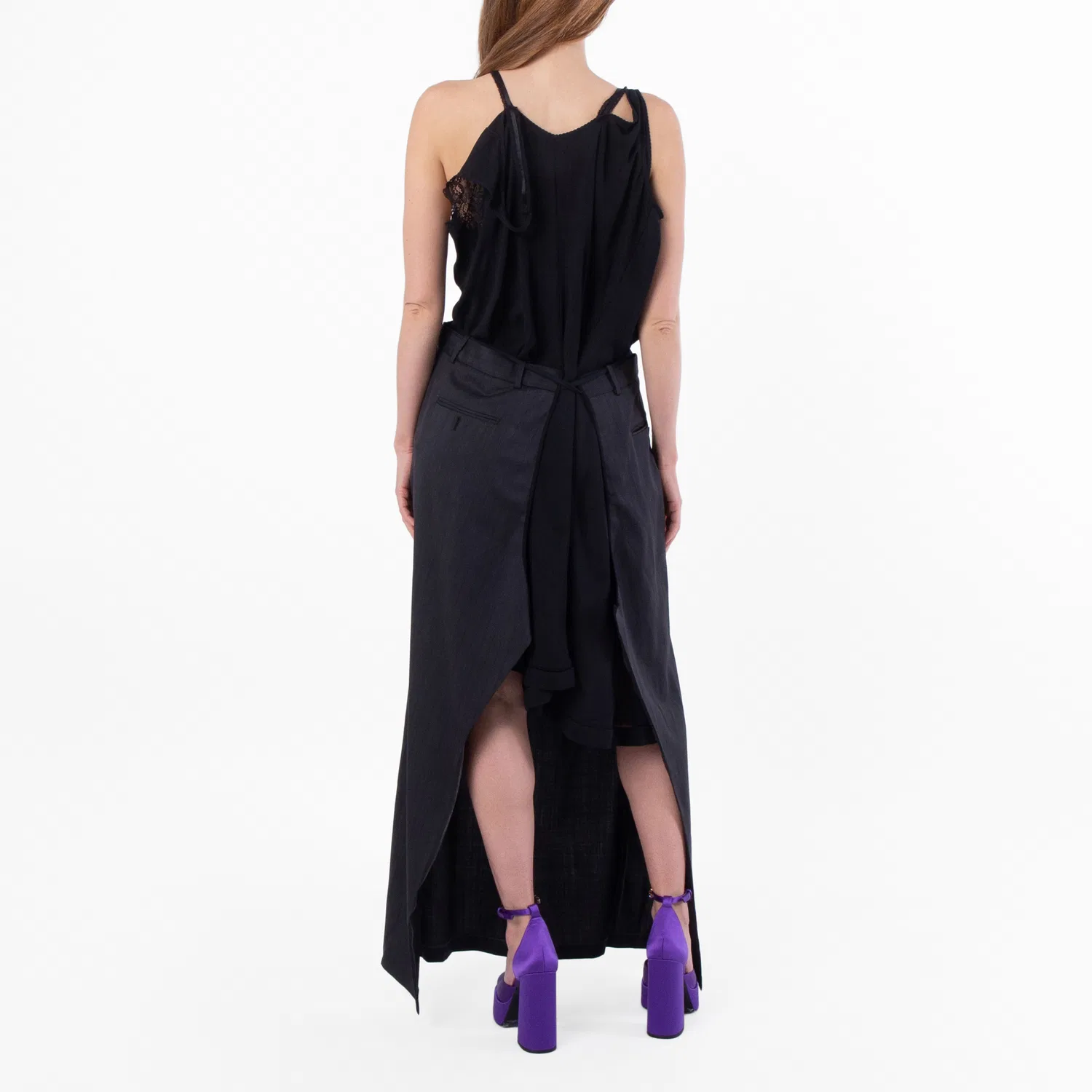 Платье-комбинация с V-образным вырезом Patched V-Neck Slip Dress Balenciaga, Black — фото 4