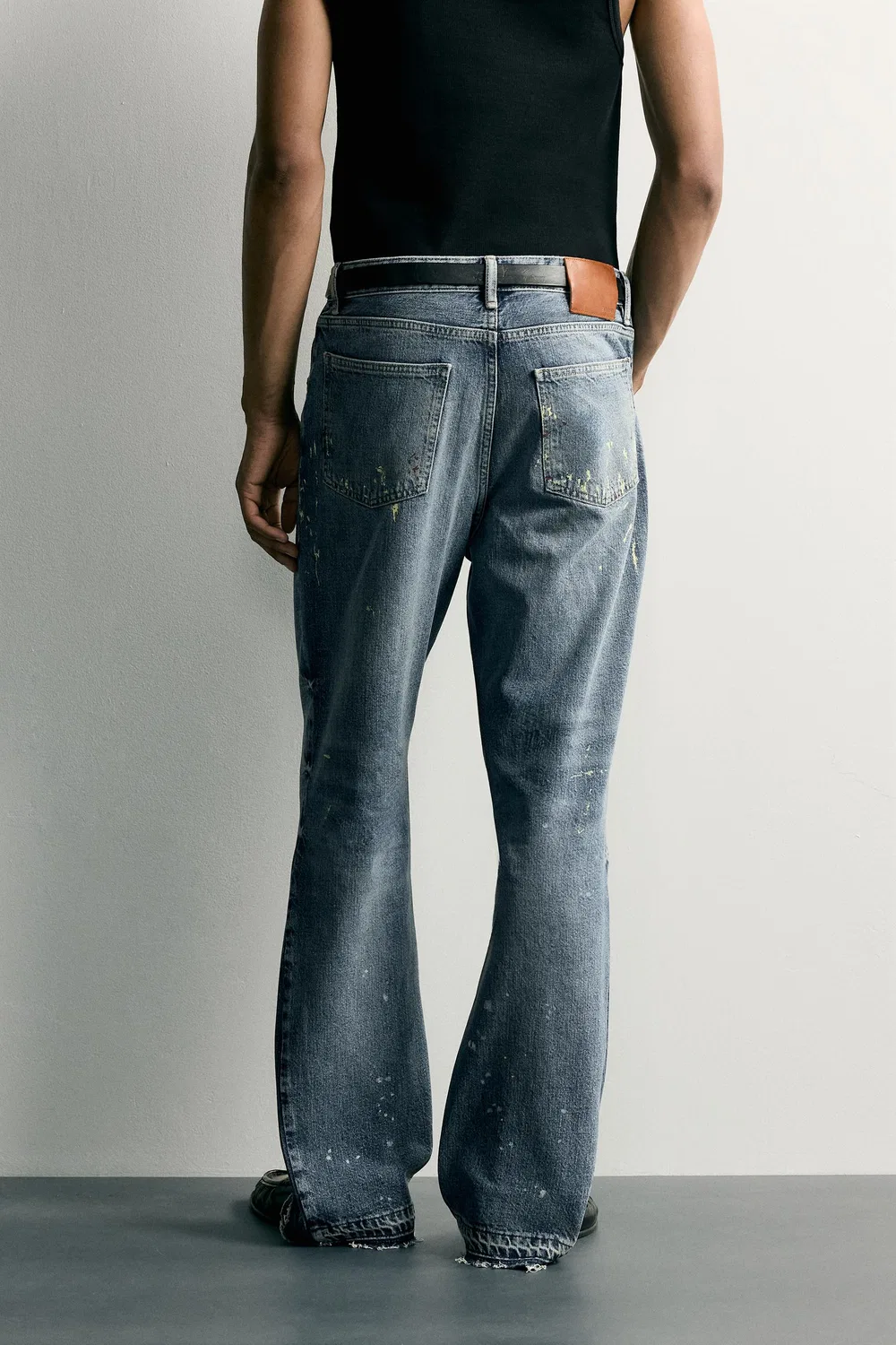 Джинсы-клеш с эффектом брызг краски ZARA, Blue — фото 3