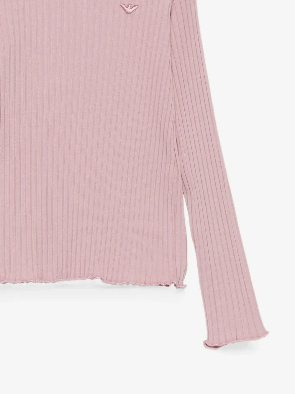 Топ в рубчик с волнистым краем Emporio Armani Kids, розовый — фото 3