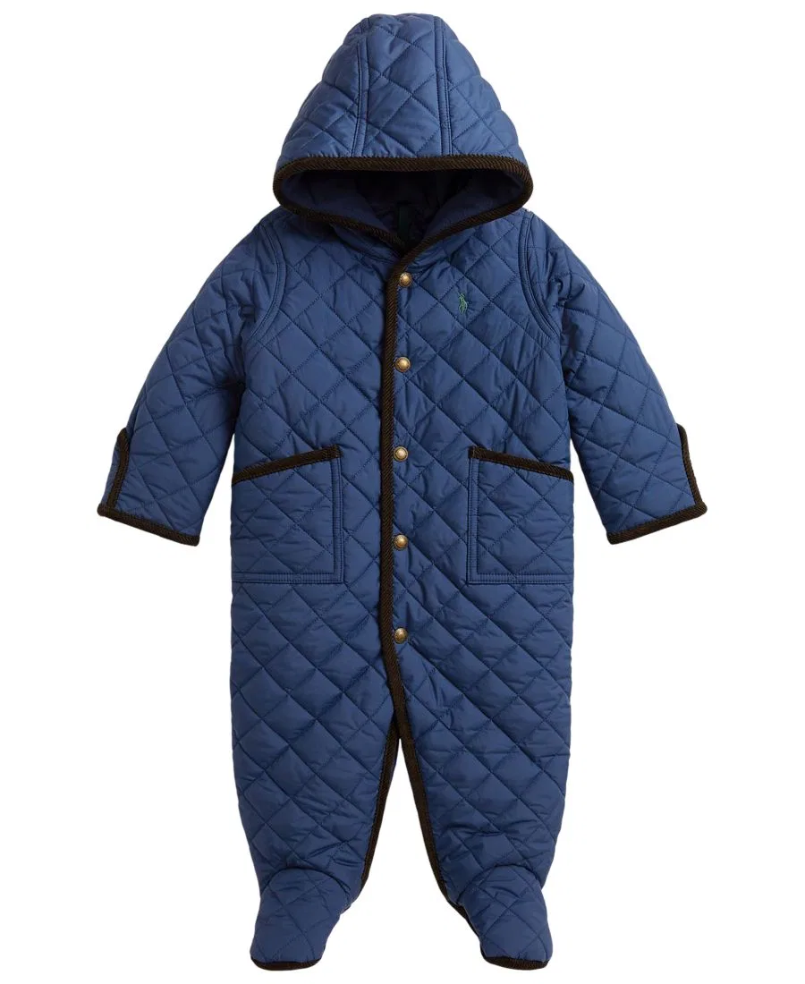 Детский комбинезон-конверт с капюшоном Long Sleeves Polo Ralph Lauren, Night Navy