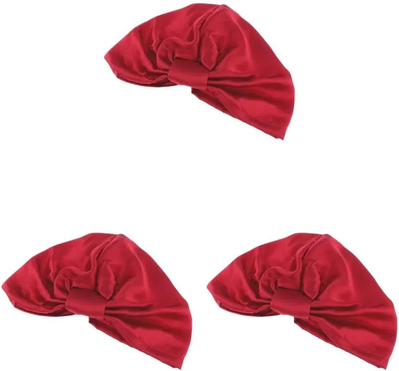 Шелковая шапочка для сна, набор из 3, Burgundy Paowsietiviity