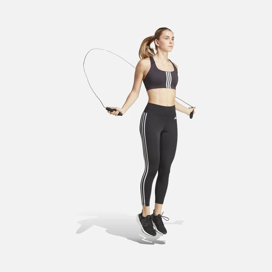 Леггинсы с высокой посадкой с принтом в полоску adidas Train Essentials 3-Stripes, Черный — фото 4