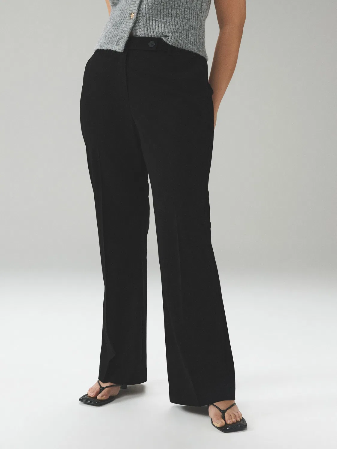 Брюки классические зауженные, модель Hourglass Bootcut Next, черный — фото 3