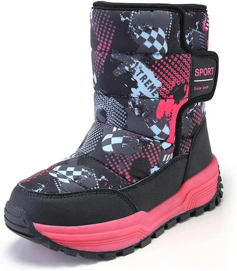 Детские зимние ботинки с флисовой подкладкой High-Top Boots GEXECEUSS, Blackred