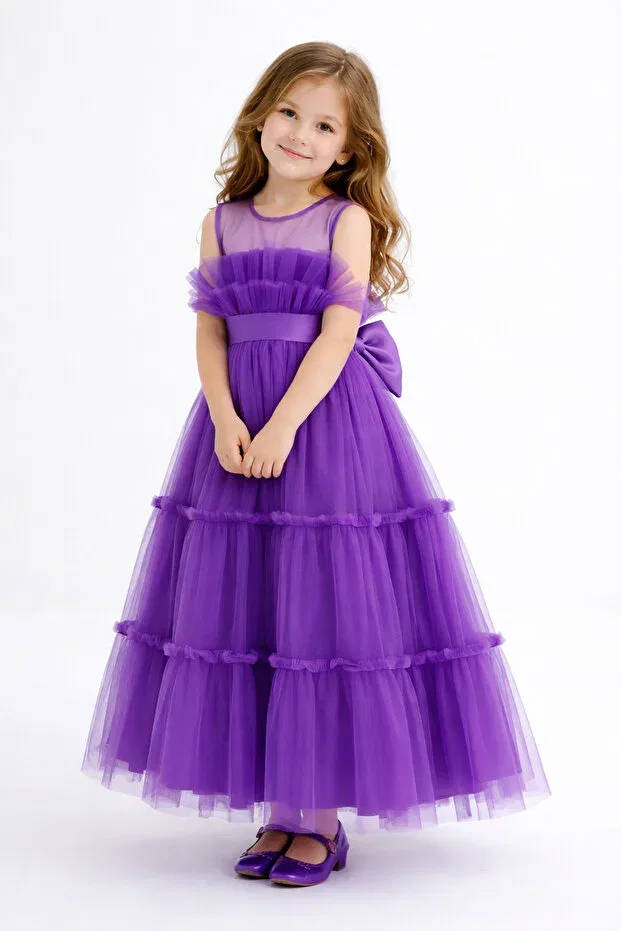Детское платье для девочек сатиновое Melis Çocuk, Purple